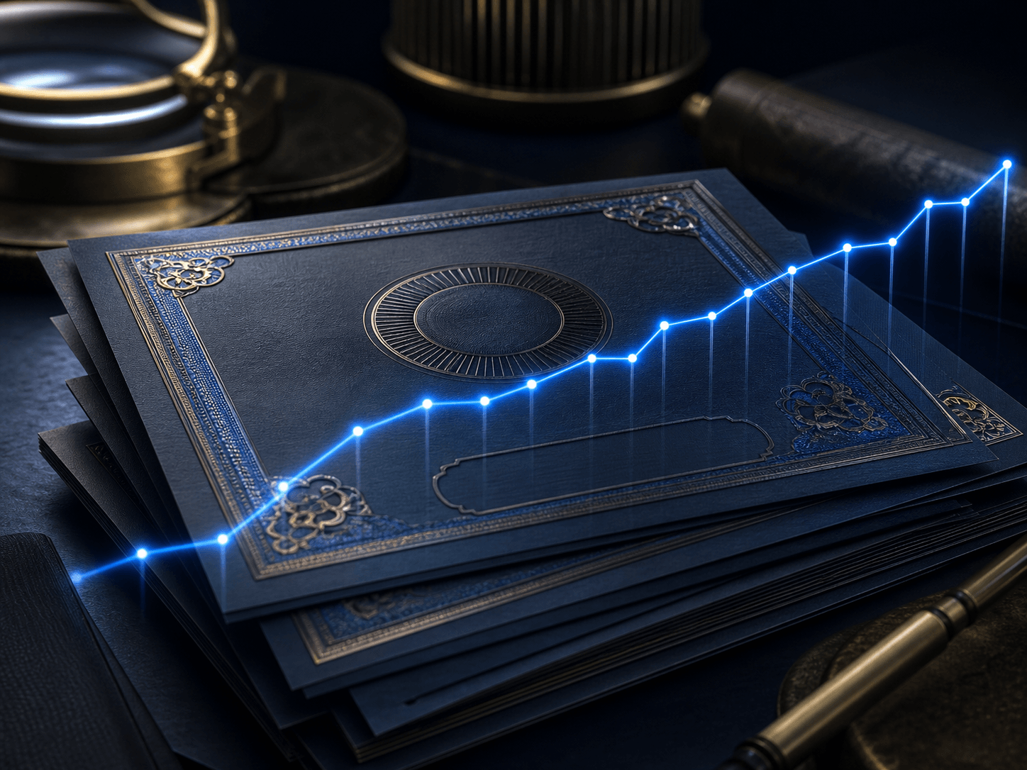 Premium bond certificates with a steady yield line